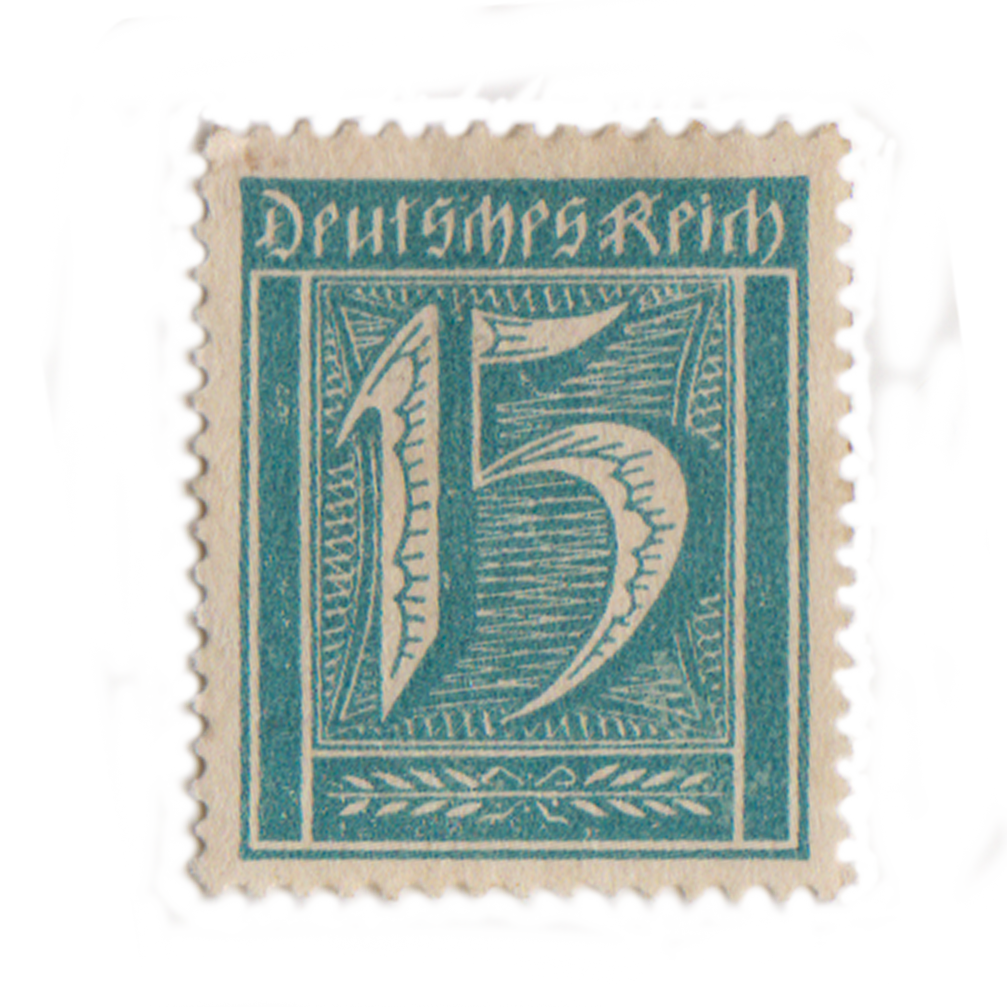 German Deutsches Reich 15 Pfennig Stamp POLITICS DESIGN